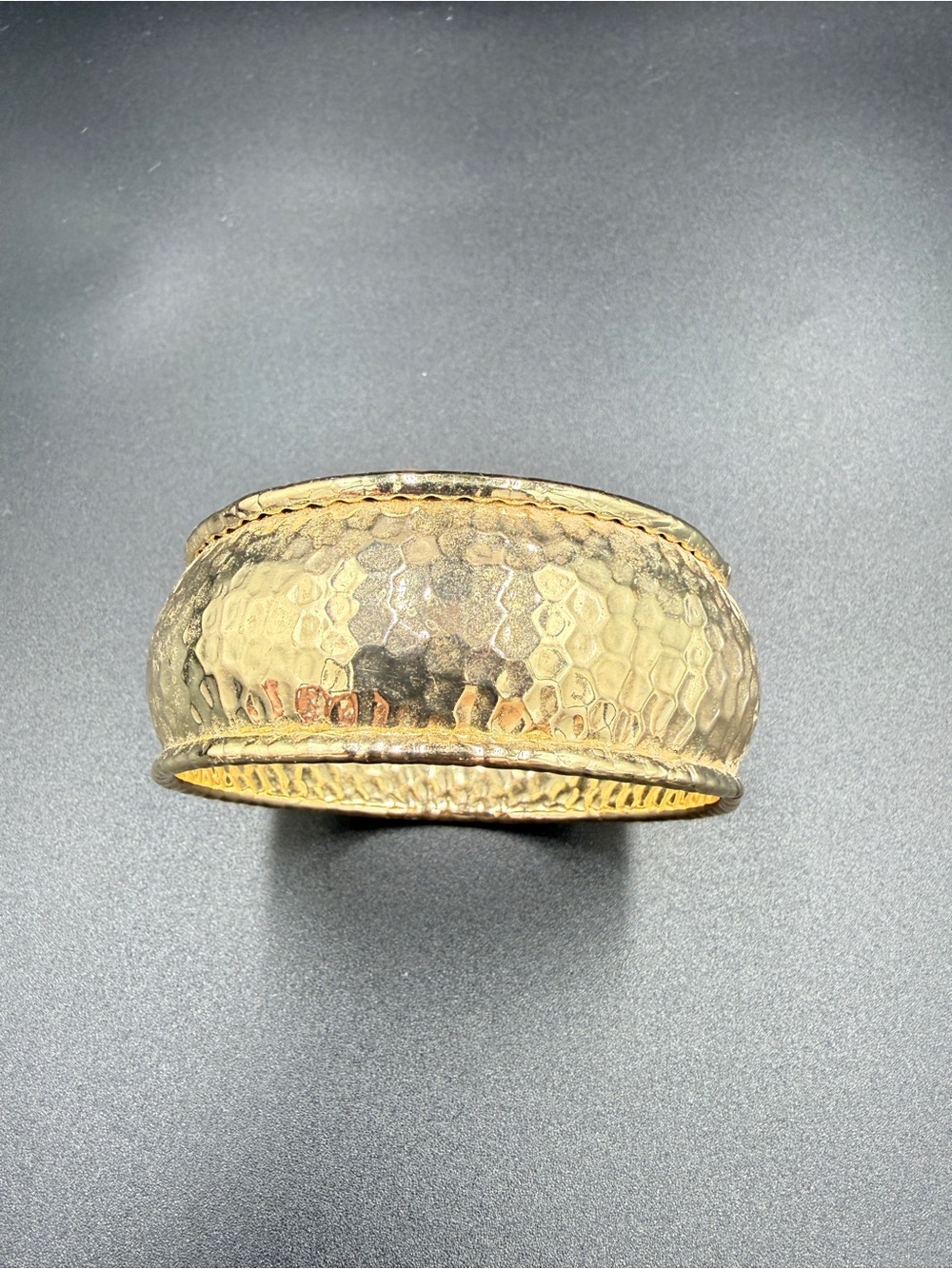Hammered Gold Wide Cuff Bracelet - Classic Women’s Accessory